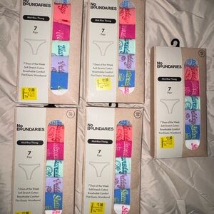 (All 5 boxes) No Boundaries Colorful Thong Set - 7 Pack